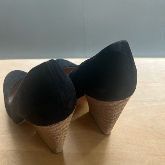 7 for all Mankind Black Suede Wedges with Wooden Heel - Picture 6 of 6